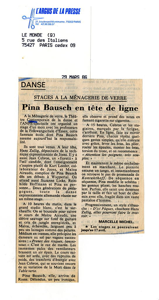 Article de M. Michel dans Le Monde, 29 mars 86